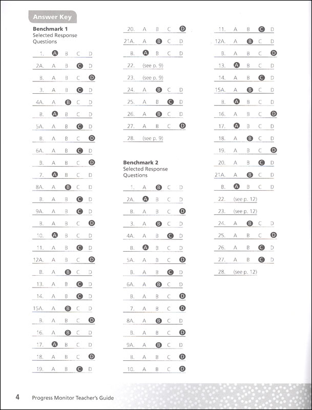 Progress Monitor English Language Arts Benchmark Assessments Teacher ...