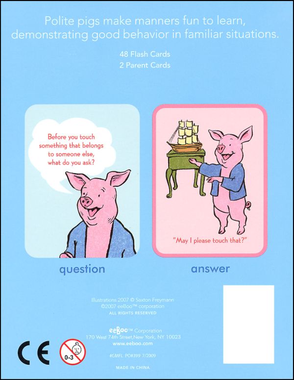 Good Manners Flash Cards EeBoo 9781594611599