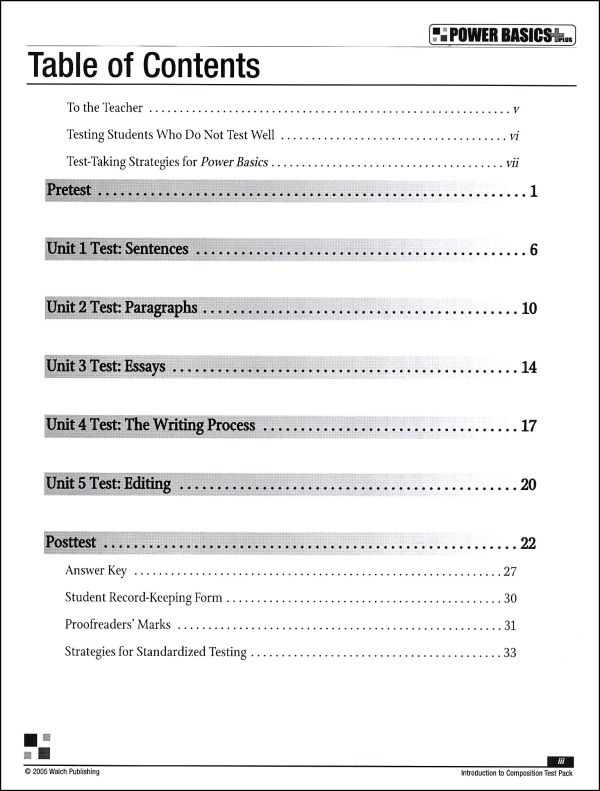 Introduction to Composition Test Pack and Answer Key