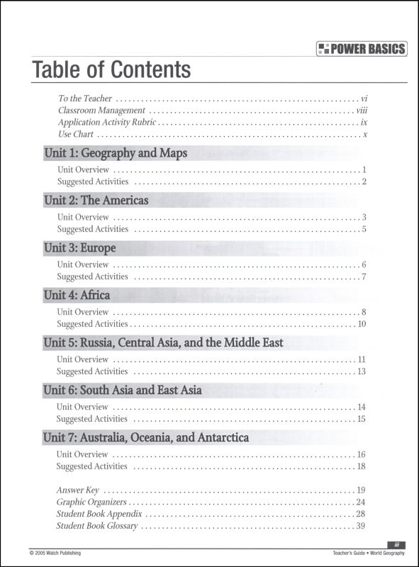 World Geography Teacher's Guide (Pwr Basics) Walch Publishing