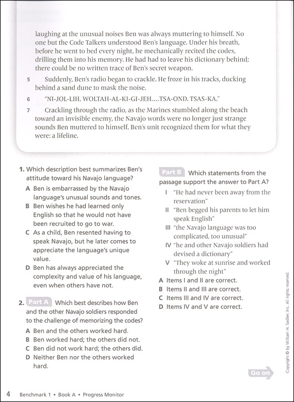 Progress Monitor English Language Arts Student Benchmark Assessments ...