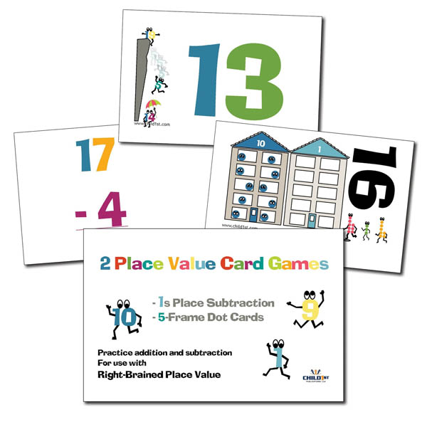 Right-Brained Place Value Subtracting 1s Cards