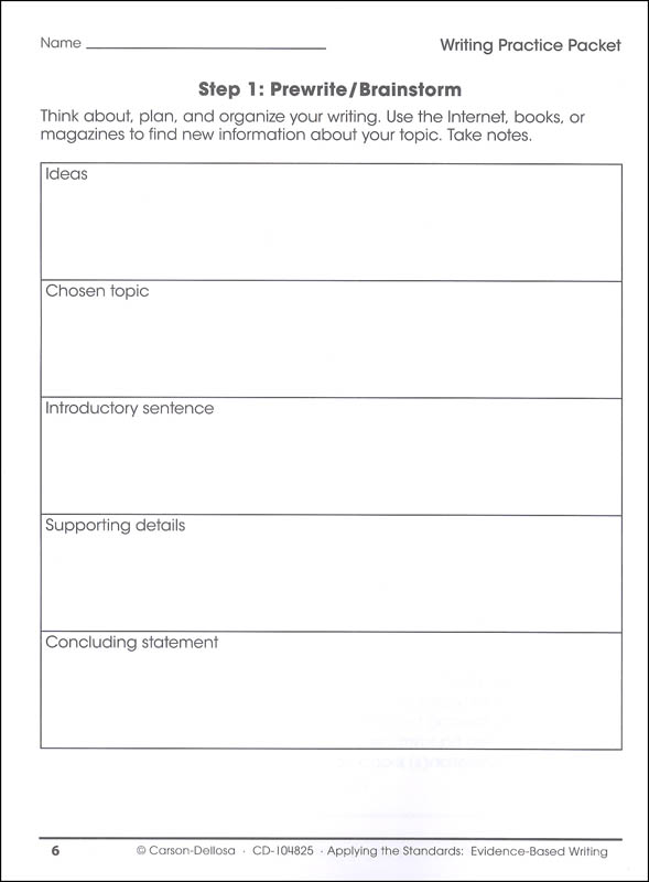 Applying the Standards EvidenceBased Writing Grade 2 Carson