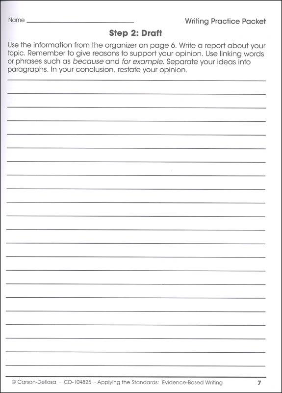 Applying the Standards: Evidence-Based Writing - Grade 2 | Carson