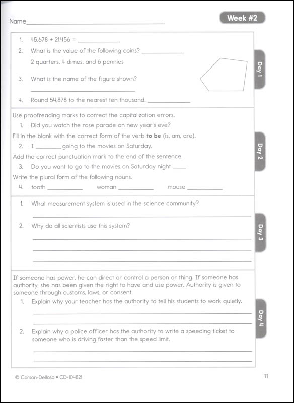 Common Core 4 Today: Daily Skill Practice - Grade 4 | Carson-Dellosa