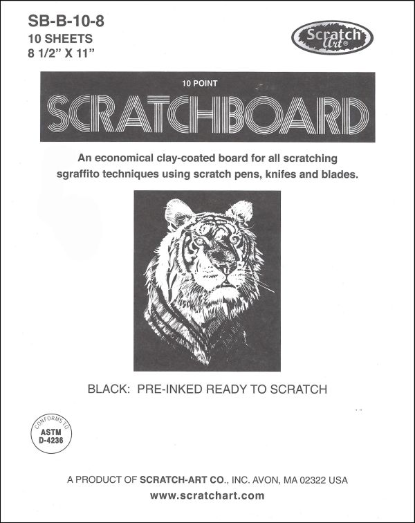 Scratchboard 10 pt., Black, 10 sheets ScratchArt