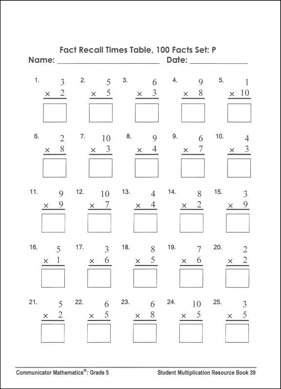 Student Multiplication Resource Book Grade 5 Volume 1 | LL Teach