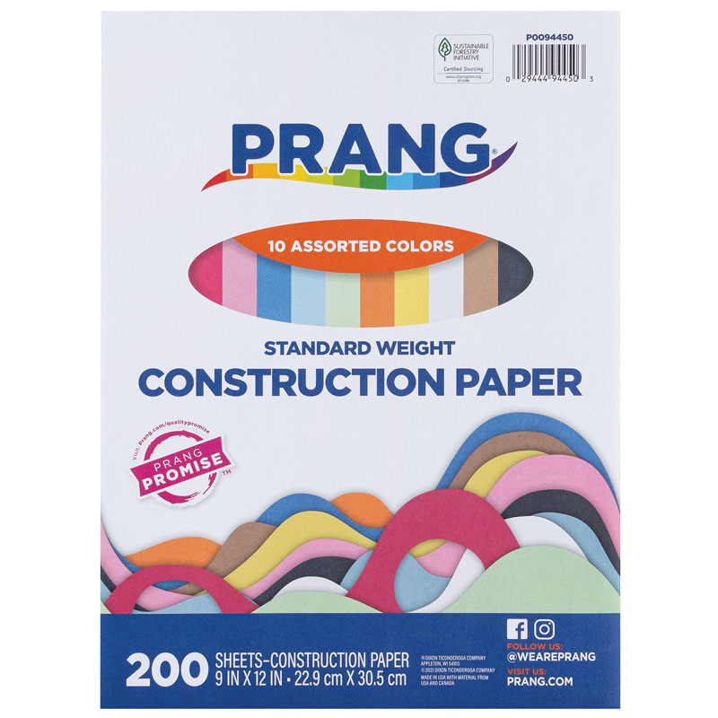 Rainbow Construction Paper, 9x12 (200 sheets in 10 colors)