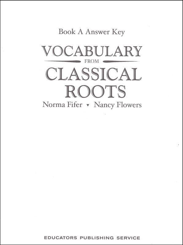 Vocabulary From Classical Roots A Answer Key Only