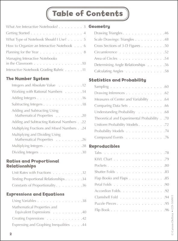 Interactive Notebooks: Math - Grade 7 | Carson-Dellosa | 9781483831275