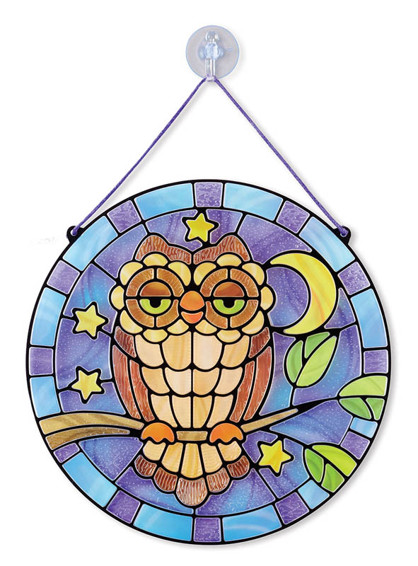 Melissa & Doug Stained Glass Made Easy Craft Kit Owl 110 Stickers Age 5 for sale online 