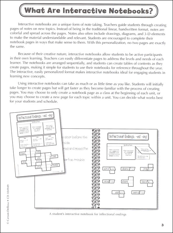 Interactive Notebooks Word Study Grade 3 CarsonDellosa