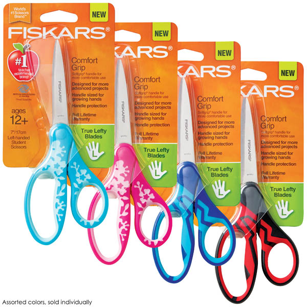 Fiskars Softgrip LeftHanded Student Scissors 7" (Assorted Color