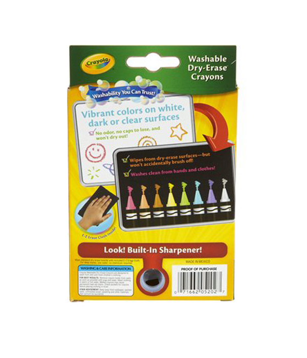 Washable Dry Erase Large Crayons Bright 8 Count Crayola
