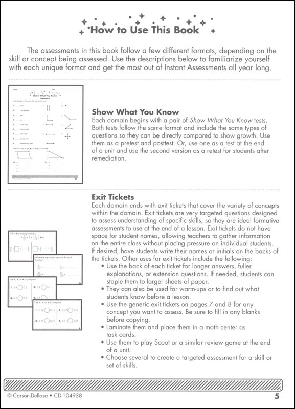 Math Instant Assessments for Data Tracking - Grade 4 | Carson-Dellosa ...