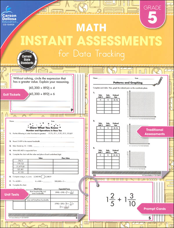 Math Instant Assessments for Data Tracking Grade 5 CarsonDellosa