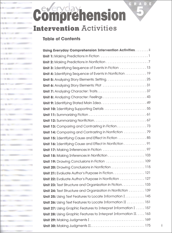 Everyday Comprehension Intervention Activities Grade 5 | Newmark ...