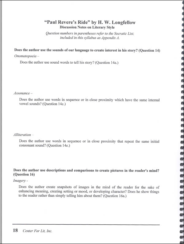 Teaching the classics syllabus notebook center for literary education