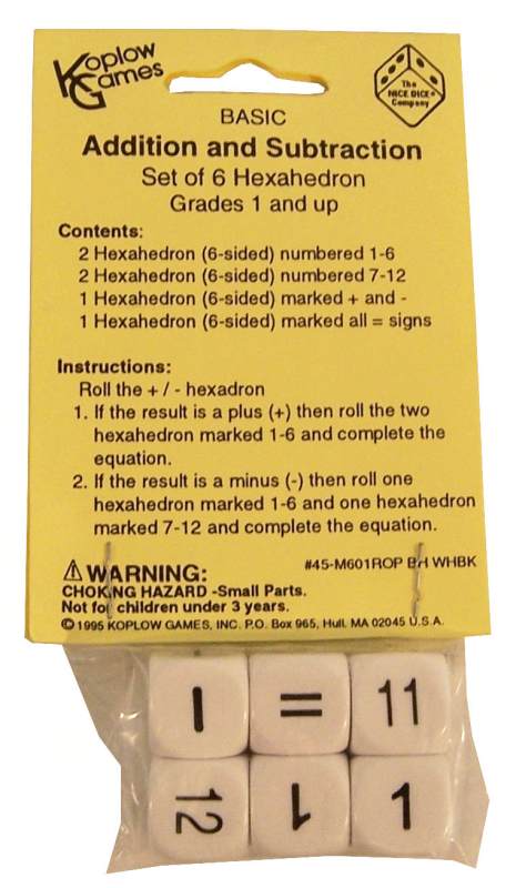 Addition & Subtraction - Set of 6 Hexahedron