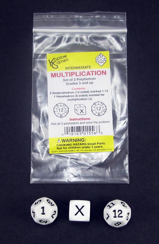 Pack of 3 Intermediate Multiplication Math Dice Kit 