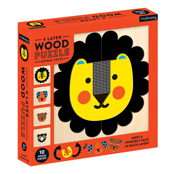 Animal Faces 4-Layer Wood Puzzle