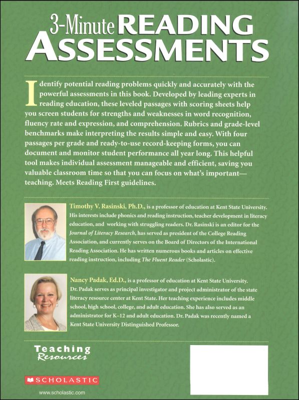 3-Minute Reading Assessments Gr. 1-4 | Scholastic Teaching Resources ...