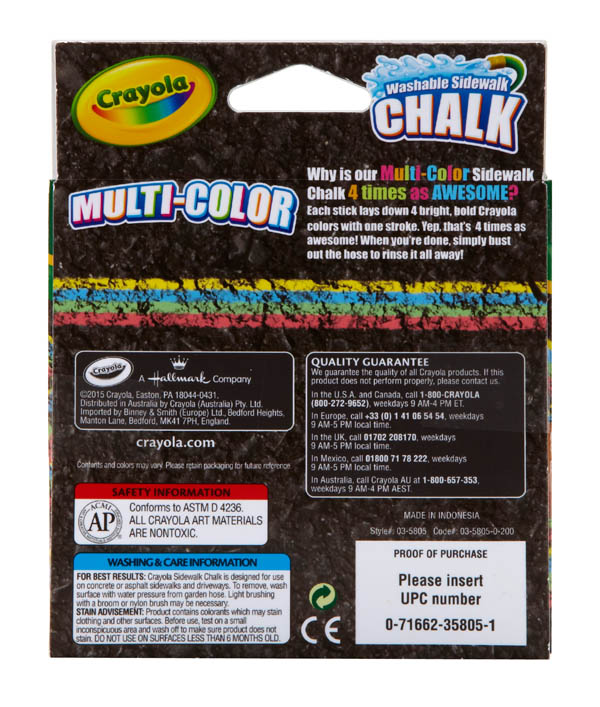 Crayola Washable MultiColor Sidewalk Chalk Crayola
