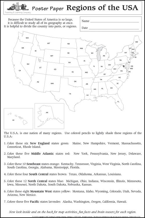 Regions of the U.S.A. Poster | Teaching & Learning Company