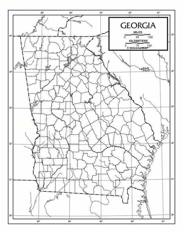 Georgia Map Laminated Single 8 X 11 Universalmap 6093