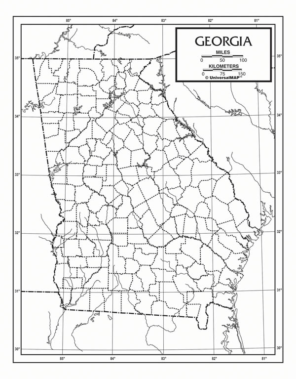 Georgia Map Paper single (8+" x 11") | UniversalMap