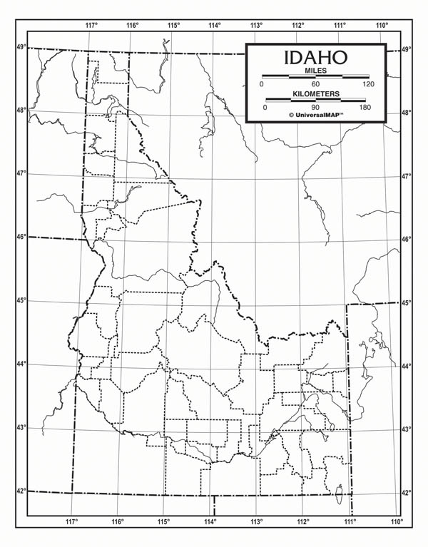 Idaho Map Paper single (8+" x 11") | UniversalMap