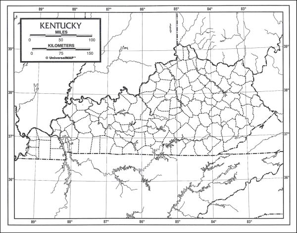 Kentucky Map Laminated single (8+