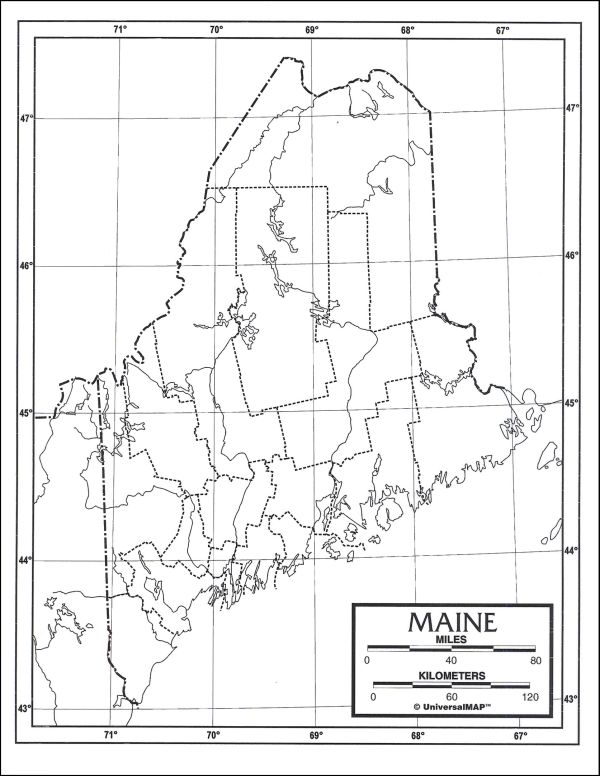 Maine Map Laminated single (8+" x 11") | UniversalMap