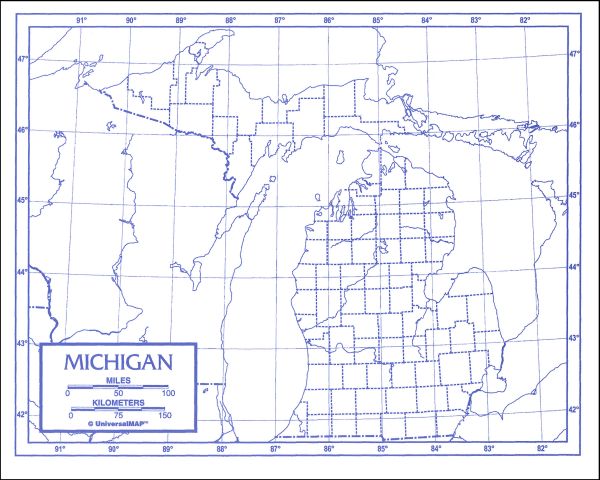 Michigan Map Laminated single (8+" x 11") | UniversalMap