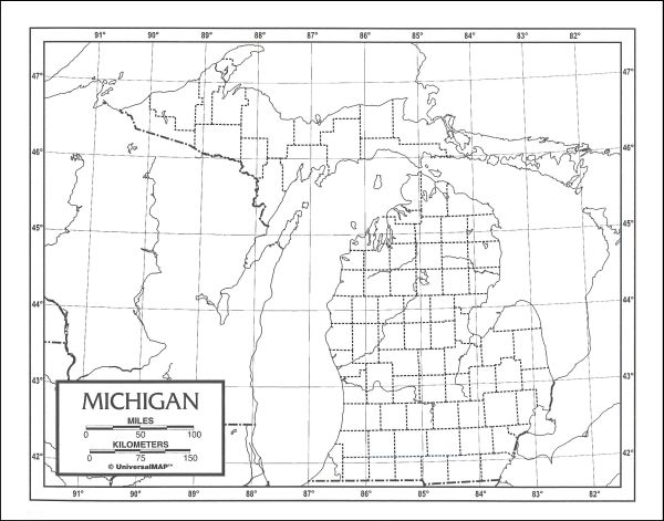 Michigan Map Paper single (8+" x 11") | UniversalMap