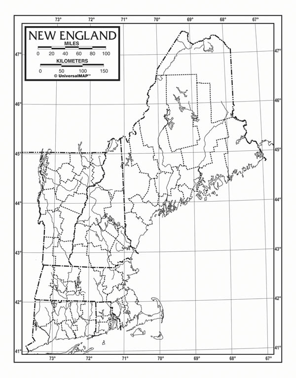 New England Map Paper single (8+" x 11") UniversalMap