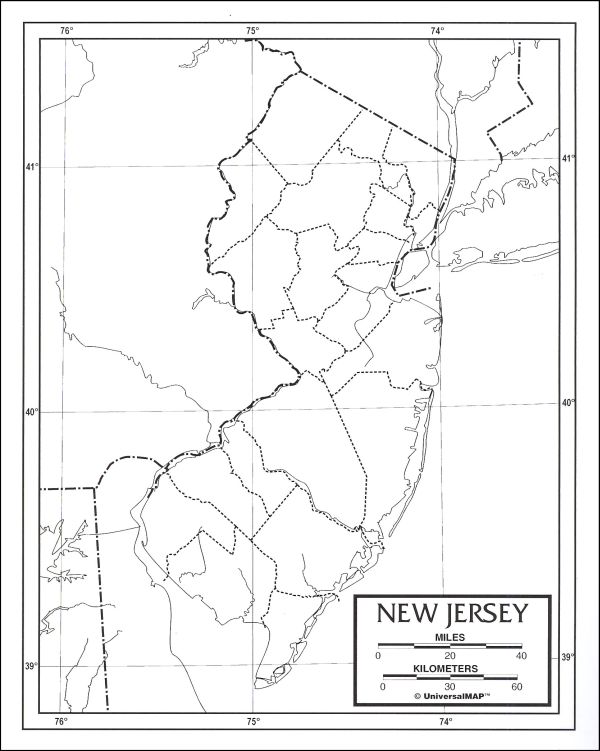 New Jersey Map Laminated single (8+