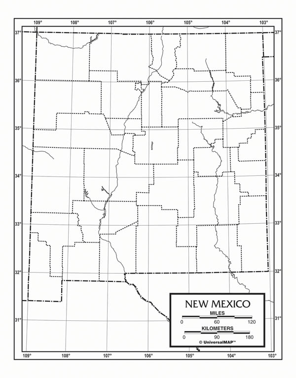 New Mexico Map Laminated single (8+