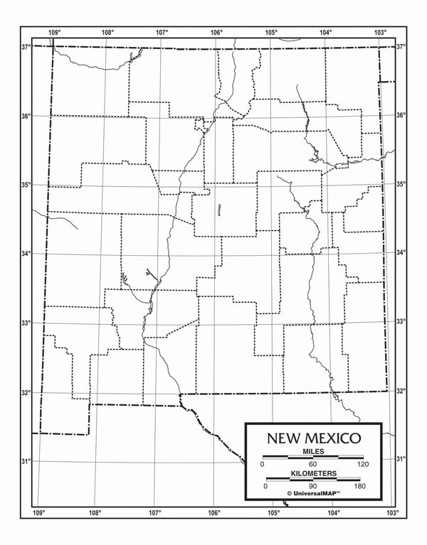 New Mexico Map Paper Single 8 X 11 Universalmap