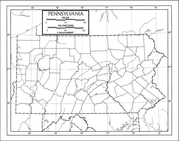 Pennsylvania Map Paper single (8+