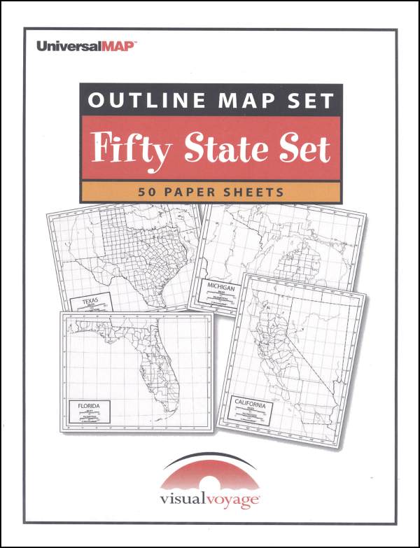 State Outline Map set - Paper (all 50 states) | UniversalMap