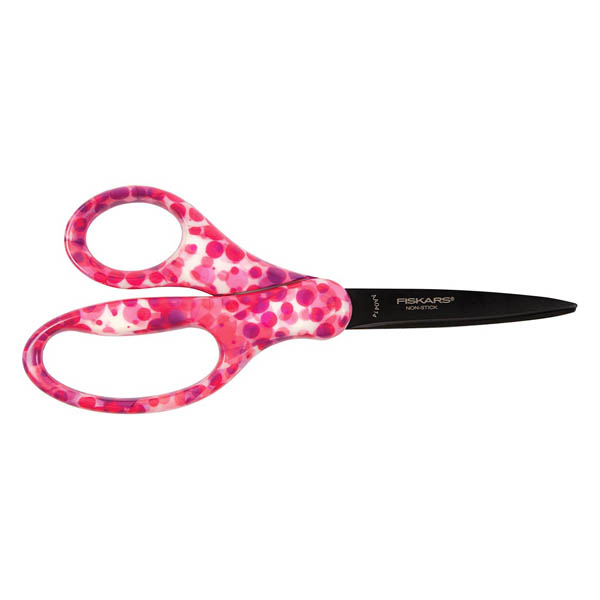 Fiskars designer non stick student scissors 7 pink dots fiskars