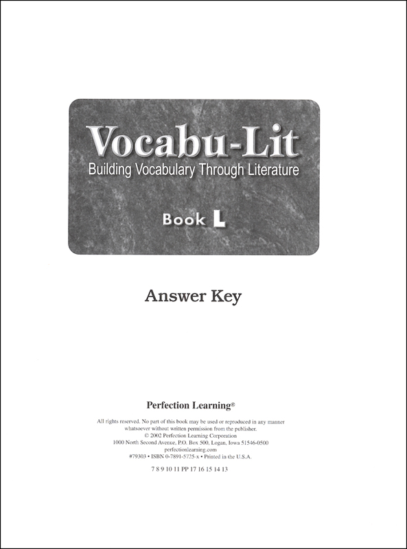 Vocabu-Lit L Test Answer Key