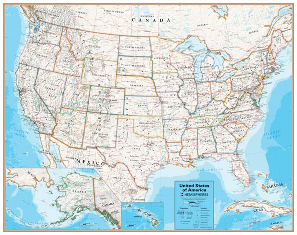 Hemispheres Contemporary United States Map | Hemispheres