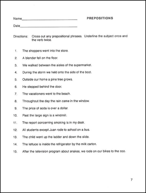 Free Printable Grammar 7th Grade Worksheets
