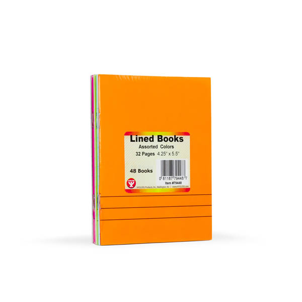 Lined Blank Book - bright assorted colors (4.25" x 5.5")