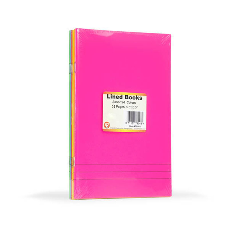 Lined Blank Book - bright assorted colors (5.5" x 8.5")