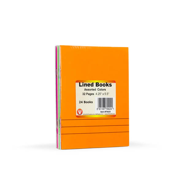 Lined Blank Books - Bright Assorted Colors Package of 24 (4.25" x 5.5")