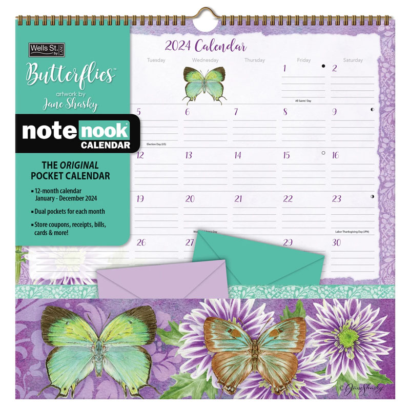 Butterflies 2024 Note Nook Wall Calendar LANG