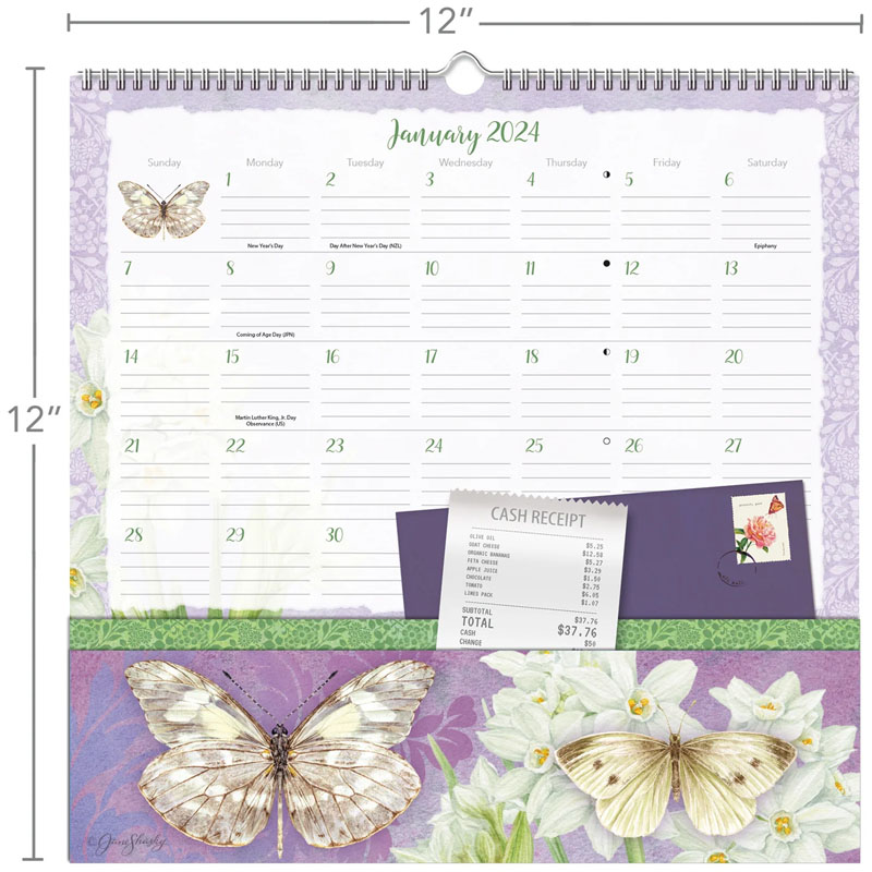 Butterflies 2024 Note Nook Wall Calendar LANG